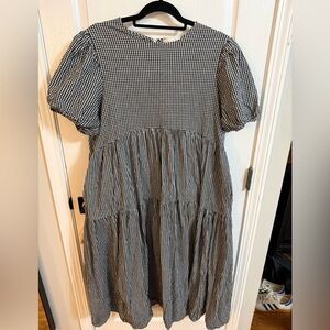 Anthropologie Monochrome Gingham Maxi Dress